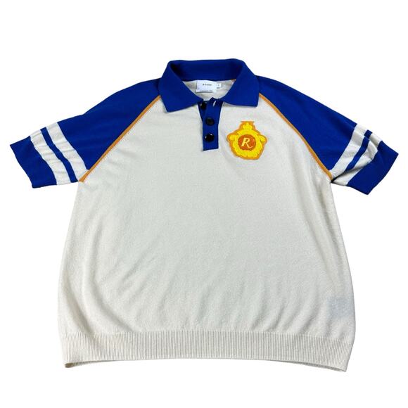 RHUDE Men's Retro Polo Knit Sweater Top Varsity Short Sleeve Size XL Preppy - Picture 2 of 8